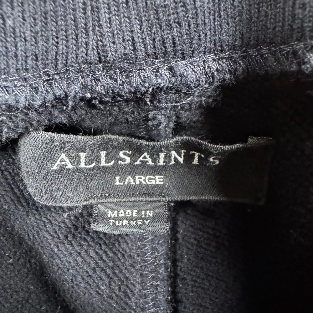 AllSaints Raven Sweatpant Mens Large Black Cotton Slim Tapered Joggers Causal - Picture 3 of 10